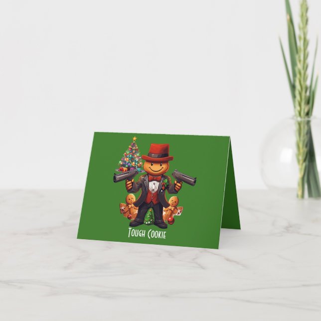 Gingerbread Gangster Feiertagskarte (Vorderseite)