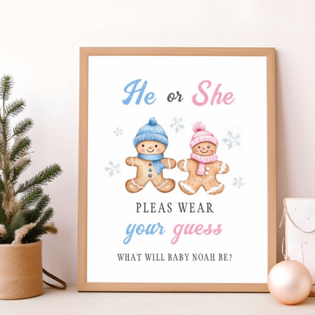 Gingerbread Gender Reveal Tragen Sie Ihr Guess-Zei Poster (Von Creator hochgeladen)