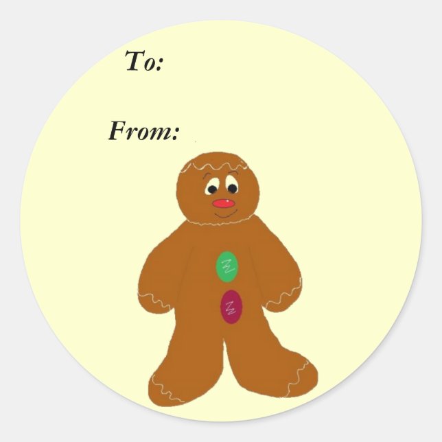 Gingerbread Gifttag Runder Aufkleber (Vorderseite)