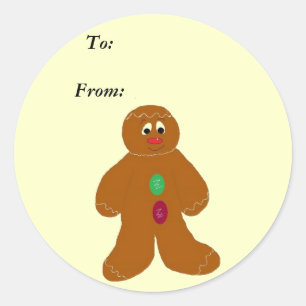 Gingerbread Gifttag Runder Aufkleber