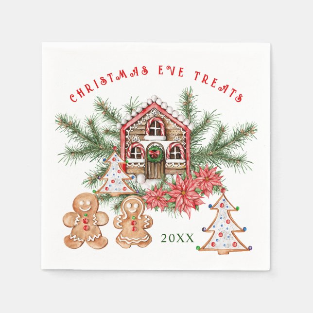 Gingerbread Girl Boy Candy Cane Weihnachten Serviette (Vorderseite)