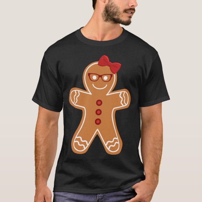 Gingerbread Girl Christmas Cookie Niedlich Teacher T-Shirt (Vorderseite)