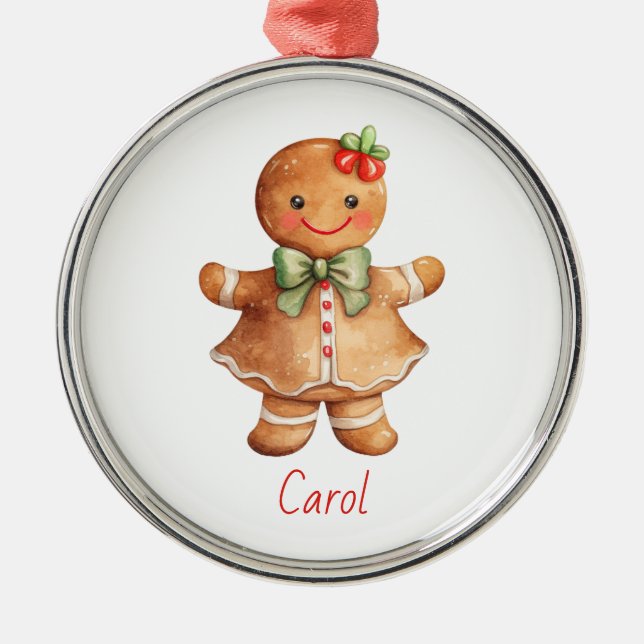 Gingerbread Girl Christmas Ornament Aus Metall (Vorne)