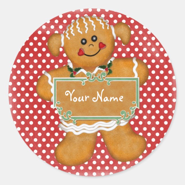 Gingerbread Girl Polka Dot Sticker (Vorderseite)