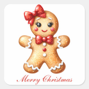 Gingerbread Girl Quadratischer Aufkleber