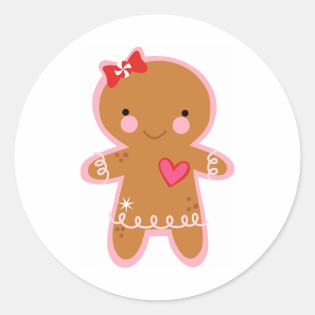 Gingerbread Girl Runder Aufkleber (Vorderseite)