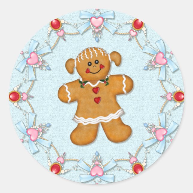 Gingerbread Girl Runder Aufkleber (Vorderseite)