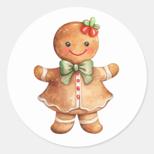 Gingerbread Girl Weihnachtssticker Runder Aufkleber (Vorderseite)