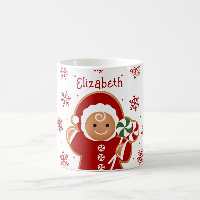 Gingerbread Girl with Peppermint Lollipops Kaffeetasse (Mittel)