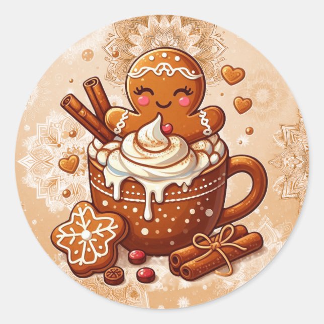 Gingerbread Girl's Hot Cocoa Hot Tub Retreat Runder Aufkleber (Vorderseite)