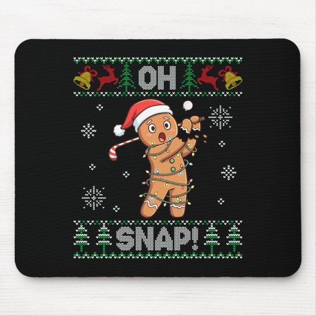 Gingerbread Golf Christmas Cookie Oh Snap Santa Ug Mousepad (Vorne)
