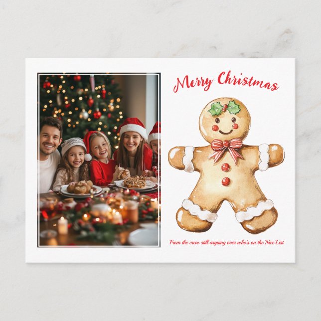 Gingerbread Greetings Foto Feiertagspostkarte (Vorderseite)