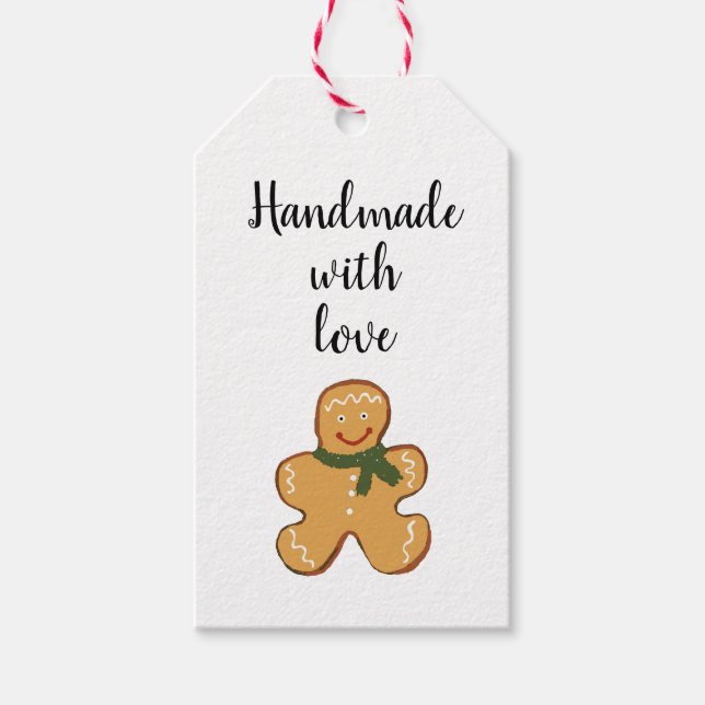 Gingerbread Handmade mit Liebe Dieses Geschenk Tag Geschenkanhänger (Vorderseite)