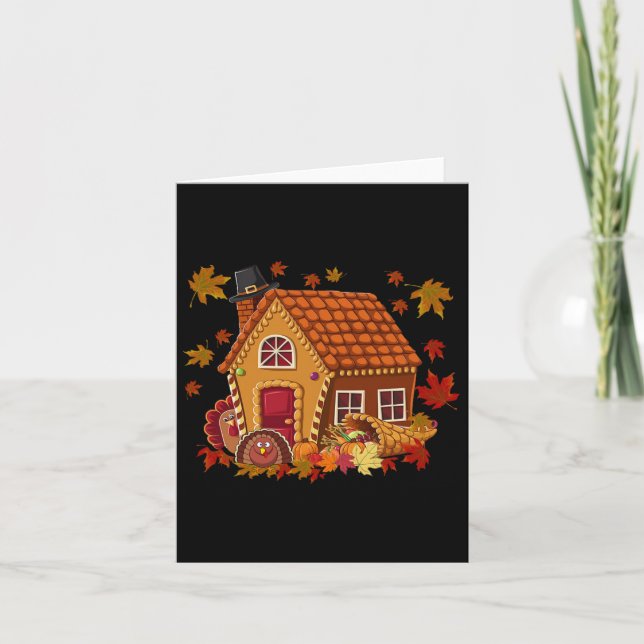 Gingerbread Häuser Herbstsaison Design Thanksgivi Karte (Vorderseite)