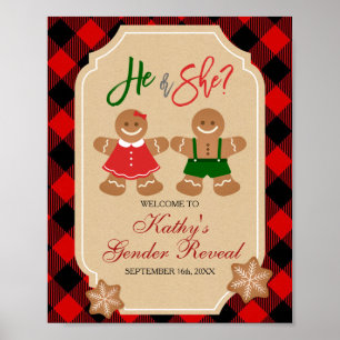 Gingerbread Holiday Gender Reveal Begrüßungszeiche Poster