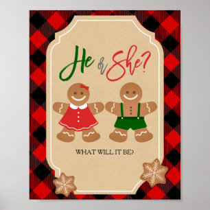 Gingerbread Holiday Gender Reveal Begrüßungszeiche Poster