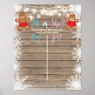 Gingerbread Holiday Gender Reveal Board Poster