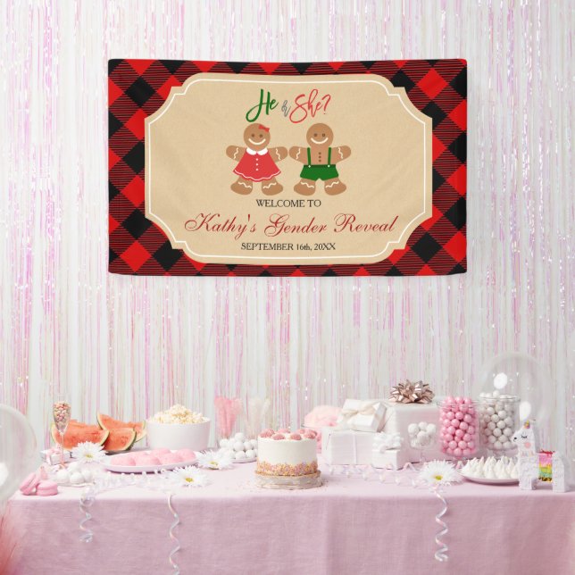 Gingerbread Holiday Gender Reveal Weihnachten Banner (Party)