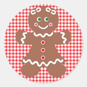 Gingerbread Holiday Girl Runder Aufkleber