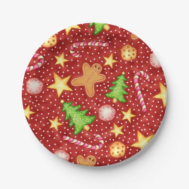 Gingerbread Holiday Sweets Christmas Paper Plate Pappteller (Vorderseite)