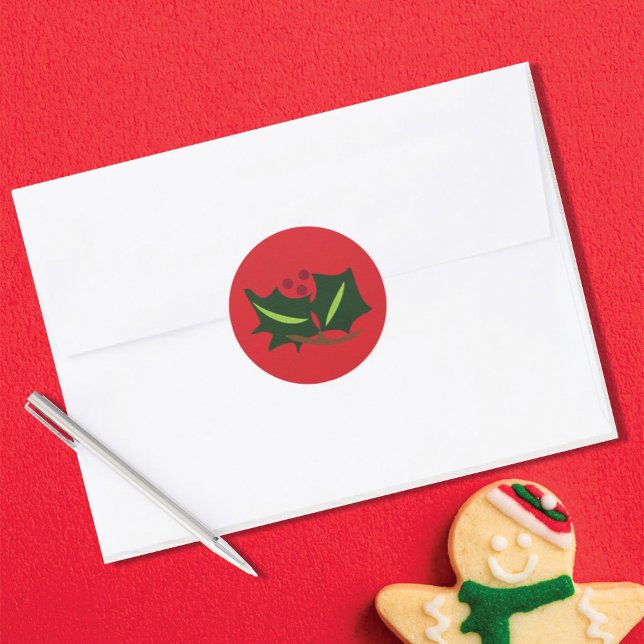 Gingerbread Holly Multicolor Runder Aufkleber (Von Creator hochgeladen)