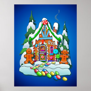 GINGERBREAD HOTEL by SHARON SHARPE Poster