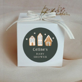Gingerbread House Boy Baby Shower Favor Runder Aufkleber