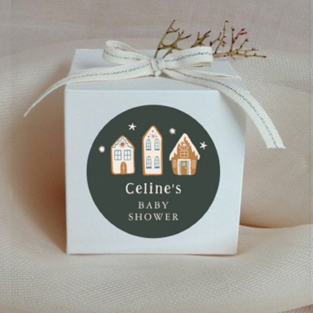 Gingerbread House Boy Baby Shower Favor Runder Aufkleber (Von Creator hochgeladen)