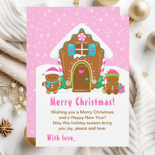 Gingerbread House Bright Pink Frohe Weihnachten