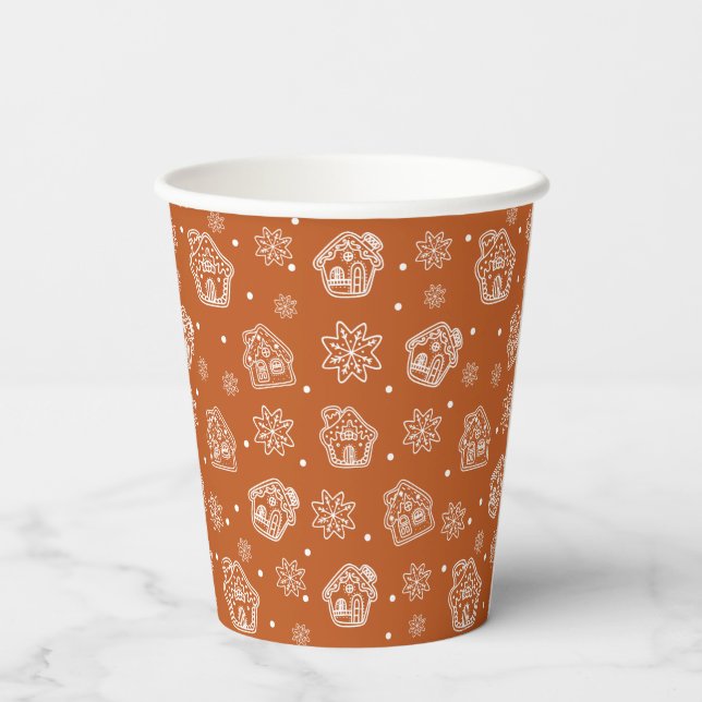 Gingerbread House Brown Pappbecher (Rückseite)