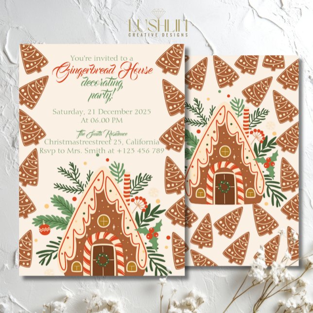 Gingerbread House Christmas Bake Decorating Party Einladung (Von Creator hochgeladen)