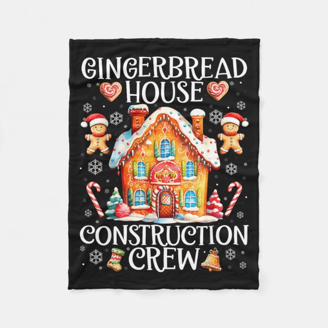 Gingerbread House Construction Crew Baking Christm Fleecedecke (Vorderseite)