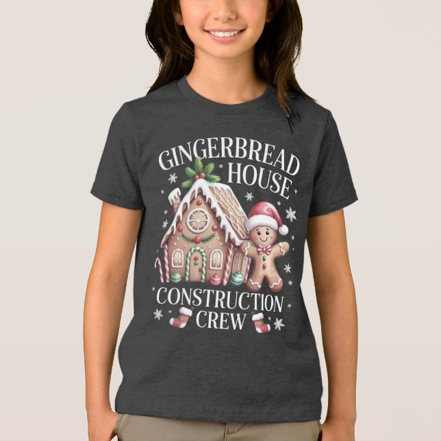 Gingerbread House Construction Crew - Christmas Tri-Blend Shirt (Vorderseite)