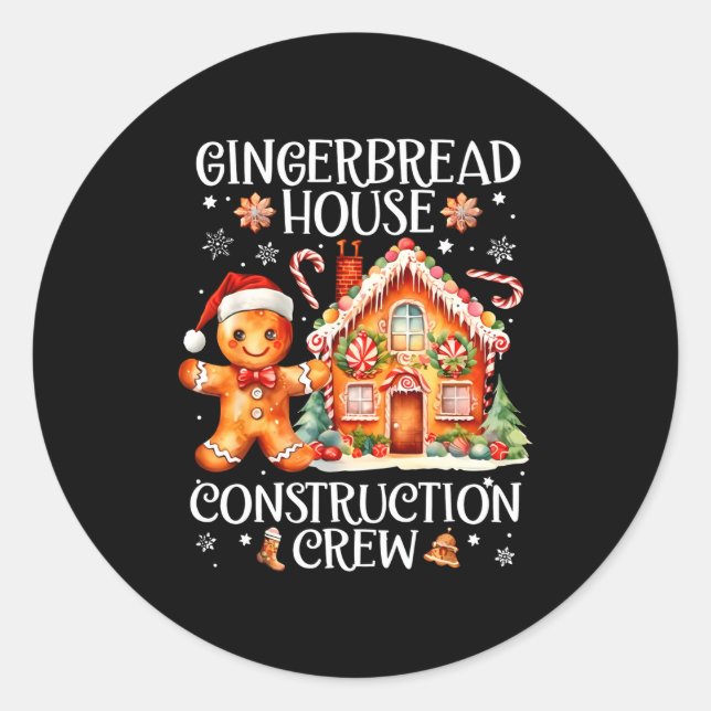 Gingerbread House Construction Crew Cookie Baking  Runder Aufkleber (Vorderseite)