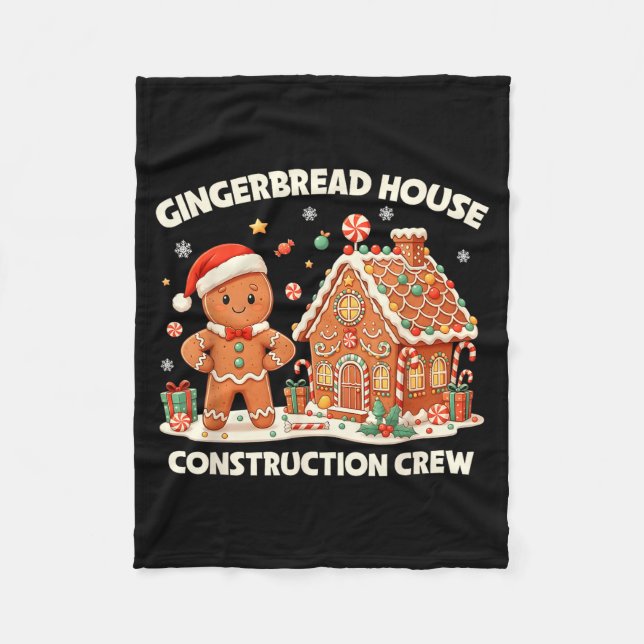 Gingerbread House Construction Crew Kids Men Women Fleecedecke (Vorderseite)