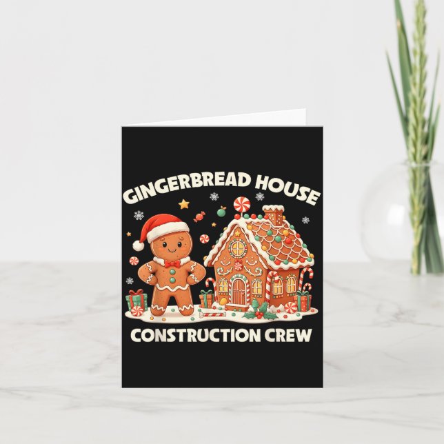 Gingerbread House Construction Crew Kids Men Women Karte (Vorderseite)