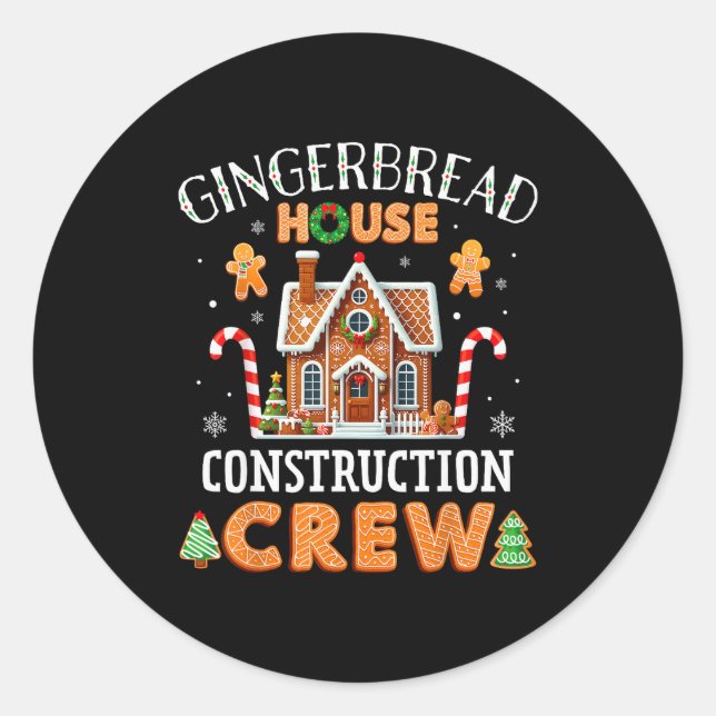 Gingerbread House Construction Crew Kids Men Women Runder Aufkleber (Vorderseite)