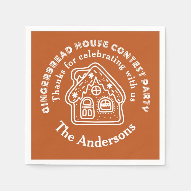 Gingerbread House Contest Party Vielen Dank Serviette (Vorderseite)