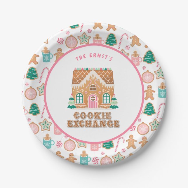 Gingerbread House | Cookie Exchange Personalisiert Pappteller (Vorderseite)