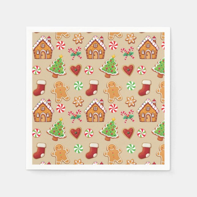Gingerbread House Cookies Napkins Christmas Napkin Serviette (Vorderseite)