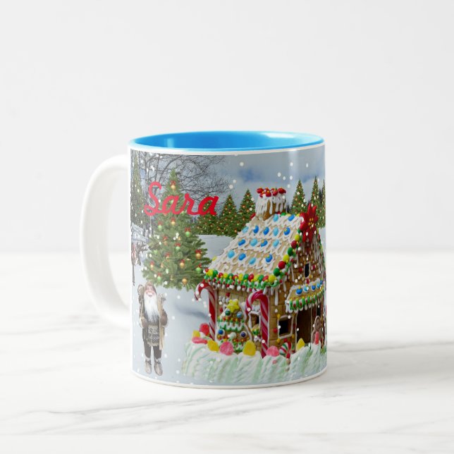 GINGERBREAD HOUSE CUSTOM TASSE MIT 2 Tonen KAFFEE (Vorderseite Links)
