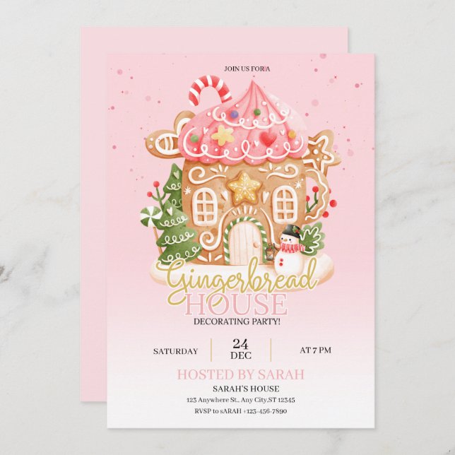 Gingerbread House Decorating Party Invitation  Einladung (Vorne/Hinten)