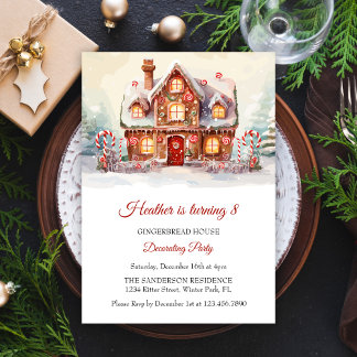 Gingerbread House Dekorieren Geburtstagsparty Einladung