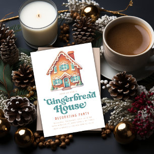 Gingerbread House Dekorieren Weihnachtsgebäck Part Einladung