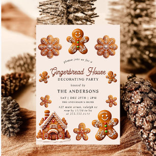 Gingerbread House Dekorieren Weihnachtsgebäck Part Einladung
