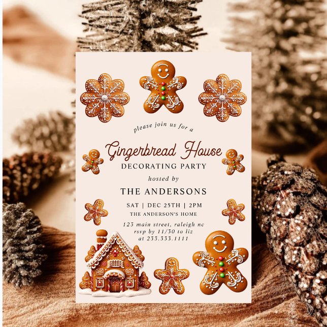 Gingerbread House Dekorieren Weihnachtsgebäck Part Einladung (Von Creator hochgeladen)