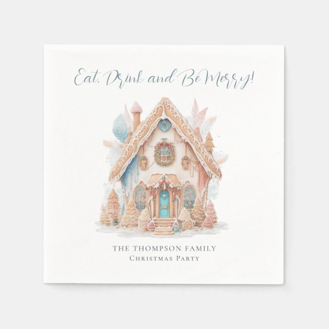 Gingerbread House Eat Drink Sei frohe Weihnachten Serviette (Vorderseite)