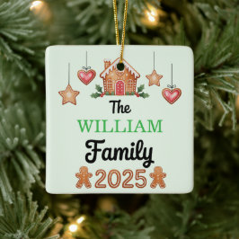 Gingerbread House Family Name 2025 Christmas Keramikornament