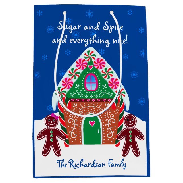 Gingerbread House Family Sweet Christmas Mittlere Geschenktüte (Vorderseite)
