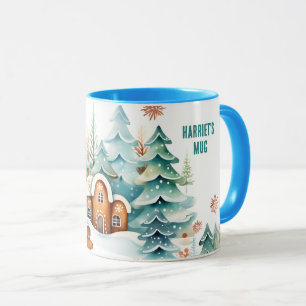 Gingerbread House Frohe Weihnachten. Bearbeitbarer Tasse